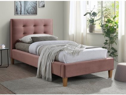 jednolůžková postel texas velvet 90x200cm růžová