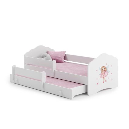 dětská postel casimo II s přistýlkou ​​a zabranou bílá méďa