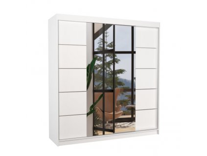 šatní skříň s posuvnými dveřmi dalmatia200 bílá se zrcadlem