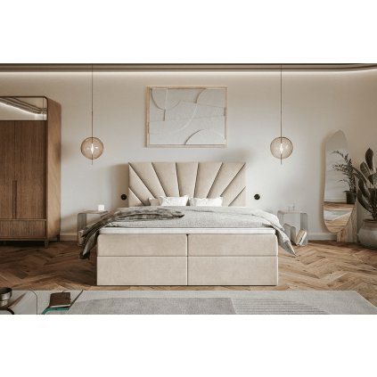 luxusní čalouněná manželská postel EMMA 6 béžová