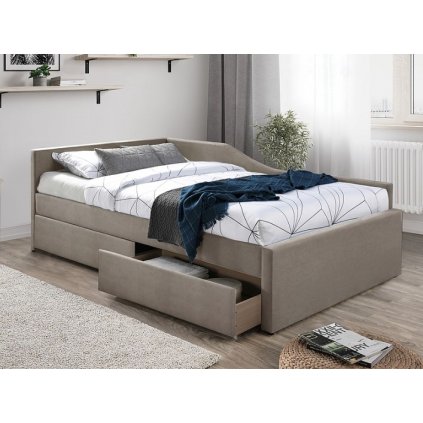 eliot velvet postel 120x200cm béžová