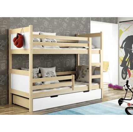 dětská patrová postel DAVE 80 x 180 cm bílá borovice