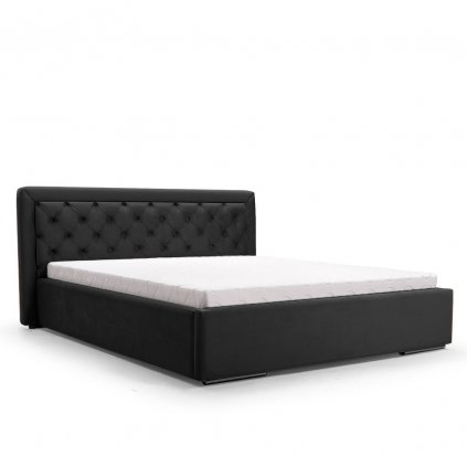 Čalouněná manželská postel černá Danielle 160 x 200 cm
