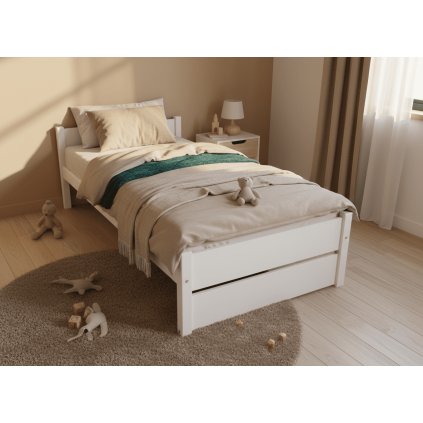 bílá dřevěná postel pola bílá 90x200cm