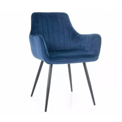 čalouněná židle APPLE VELVET tmavě modrá černé nohy