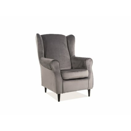 mimořádně šedé křeslo BARON VELVET, v dokonalém provedení