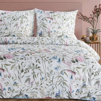 548322 obliecky na dvojlozko spring 51 biela zelena 220 x 200 cm