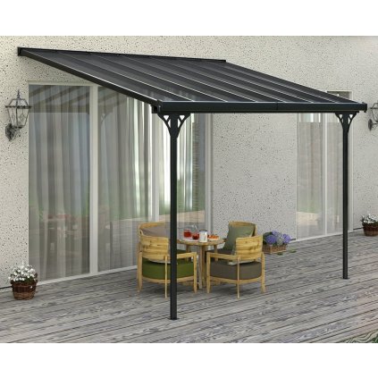 Zahradní hliníková pergola BRUCE F s polykarbonátem ve velikosti 436 x 305cm na terase