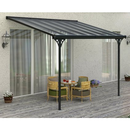 Zahradní hliníková pergola BRUCE F s polykarbonátem ve velikosti 436 x 305cm na terase