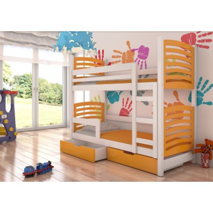 dětská patrová postel osuna bílá oranžová