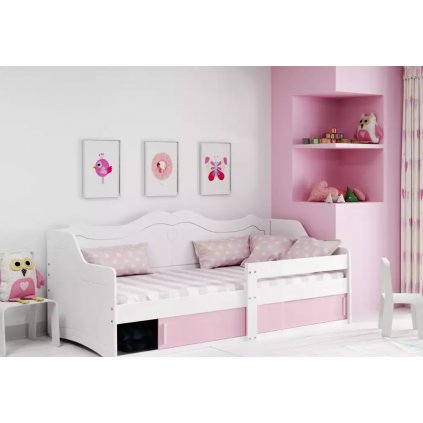 dívčí postel julia 80x160cm bílá růžová