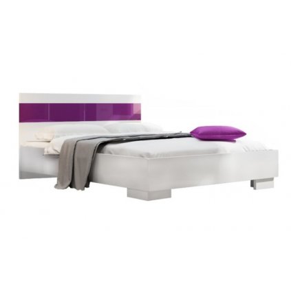 moderní bílá manželská postel DUBAJ bílá fialová