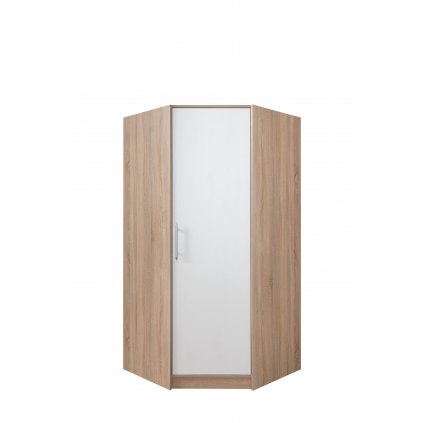 Rohová šatní skříň SMART SR4 bez zrcadla, v moderním bílém vzhledu
