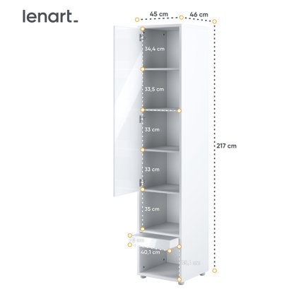 Bílá lesklá skříňka Lenart BED CONCEPT BC-07p