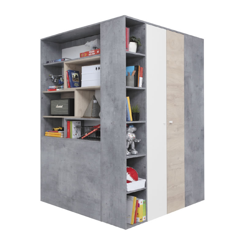 Meblar Šatní skříň SIGMA SI1 L/P Barva: beton/bílá/dub