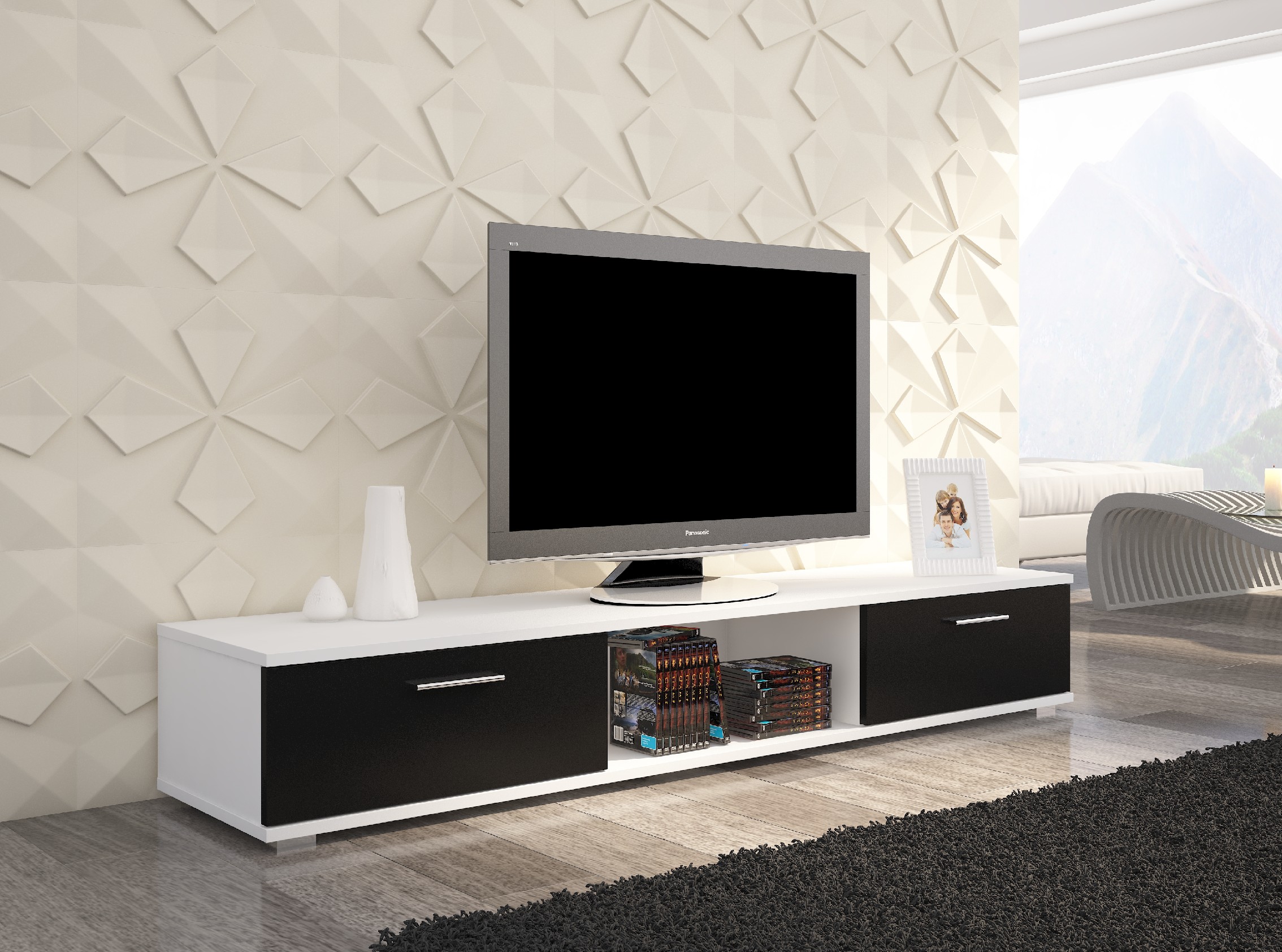 Levně ArtAdrk TV stolek SELLA Barva: bílá / černý mat