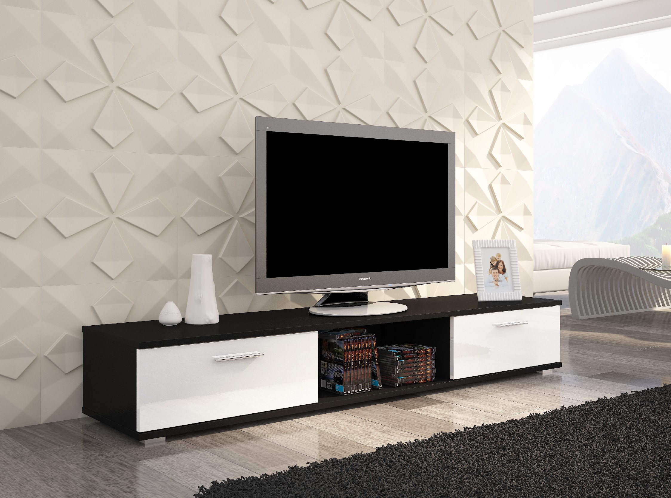 ArtAdrk TV stolek SELLA Barva: černá/bílý lesk