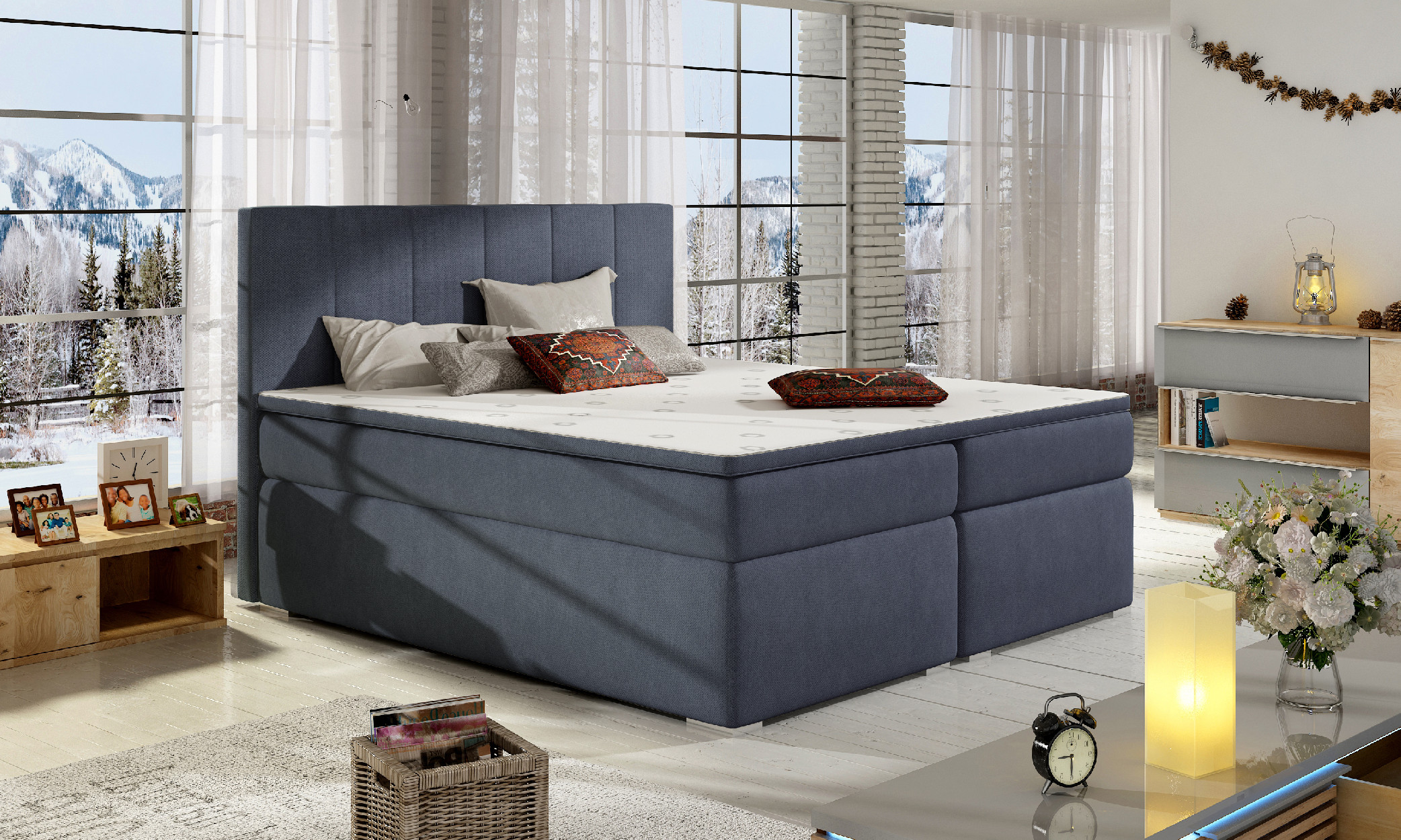 Levně Artelta Manželská postel BOLERO Boxspring | 160x200 cm Bolero barva: Soro 76, Bolero rozměr: 160x200 cm