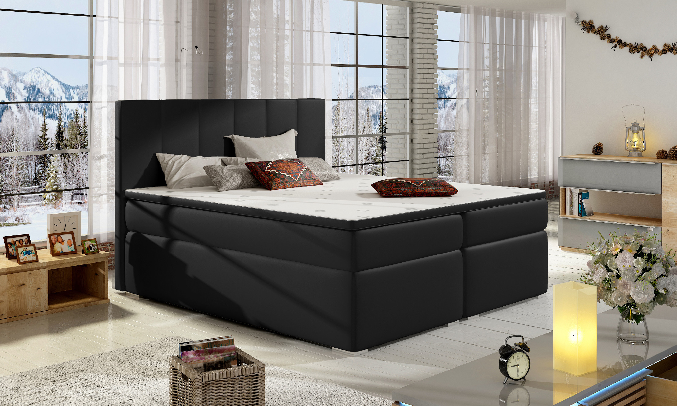 Levně Artelta Manželská postel BOLERO Boxspring | 180x200 cm Bolero barva: Soft 33, Bolero rozměr: 180x200 cm