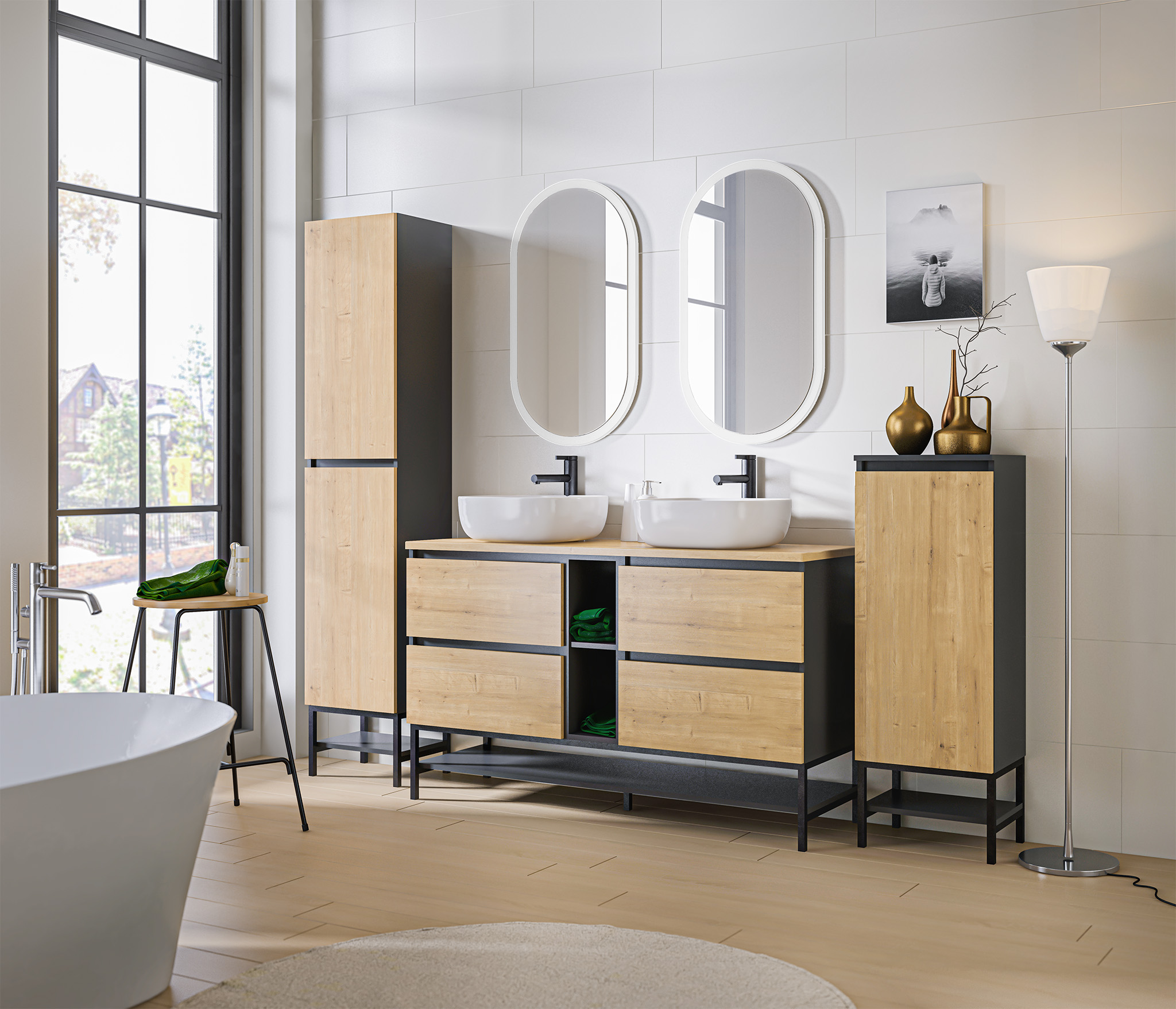 ArtCom Koupelnový komplet MONAKO GREY OAK 140