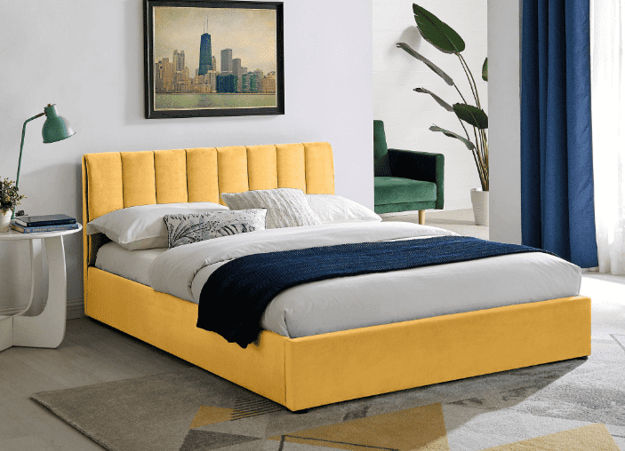 Levně Signal Manželská postel MONTREAL VELVET 160 s úložným prostorem Barva: Curry / tap.193