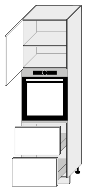 ArtExt Kuchyňská skříňka vysoká, D14/RU/2A 356 Tivoli Barva korpusu: Bílá