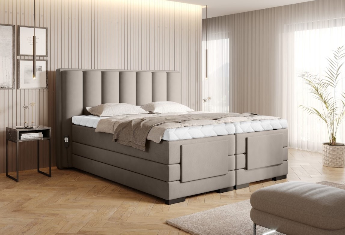Levně Artelta Manželská postel VEROS Boxspring | elektrická polohovatelná 140 x 200 cm Barva: Velvet Mat 24