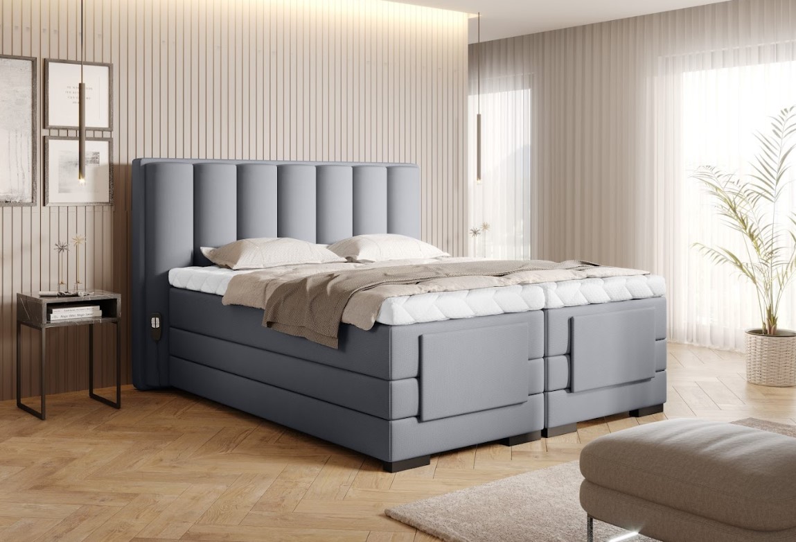 Levně Artelta Manželská postel VEROS Boxspring | elektrická polohovatelná 140 x 200 cm Barva: Flores 04