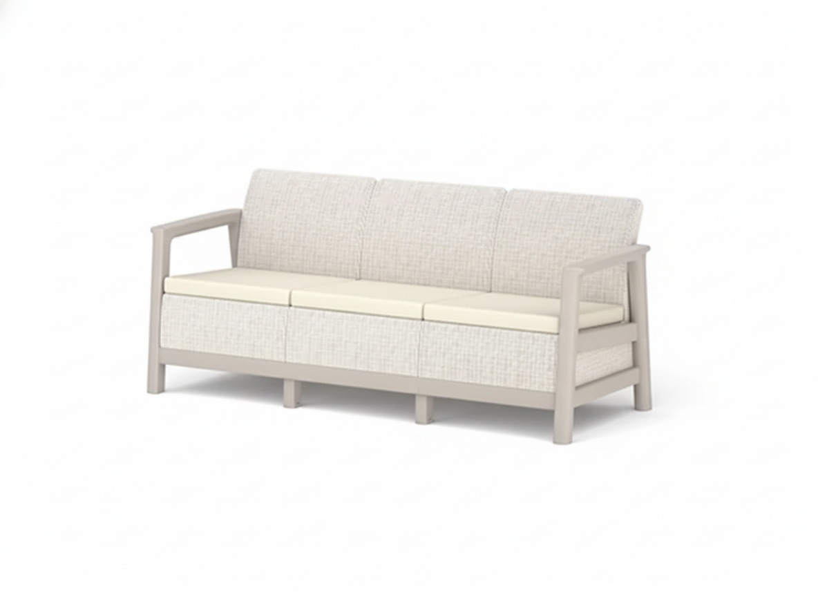 Levně KETER Pohovka SCANDI LINDI 3 | Pebble Grey / Soft beige