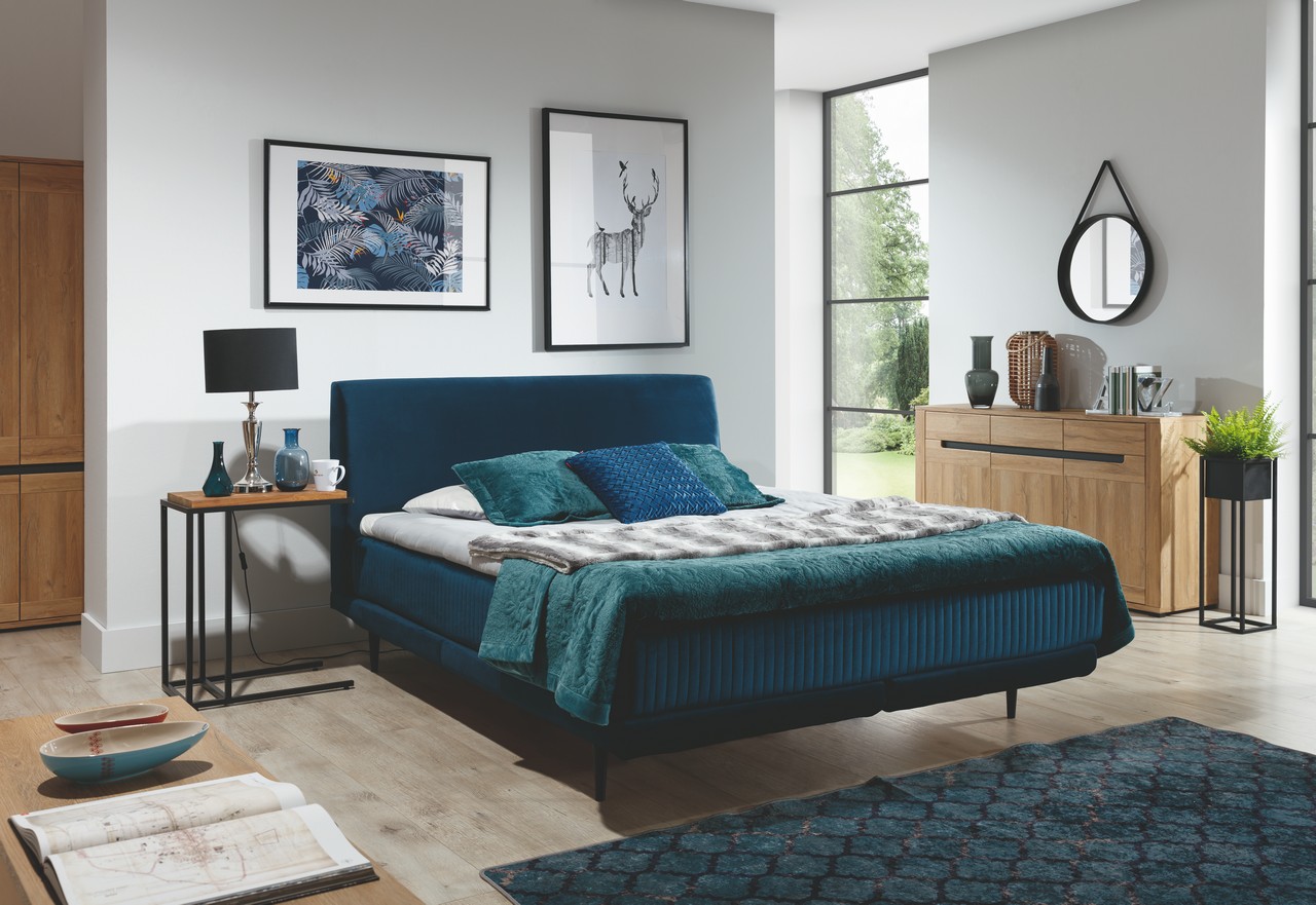 Artelta Manželská postel ASTERIA | 160 x 200 cm Barva: Tmavě modrá / Monolith 77