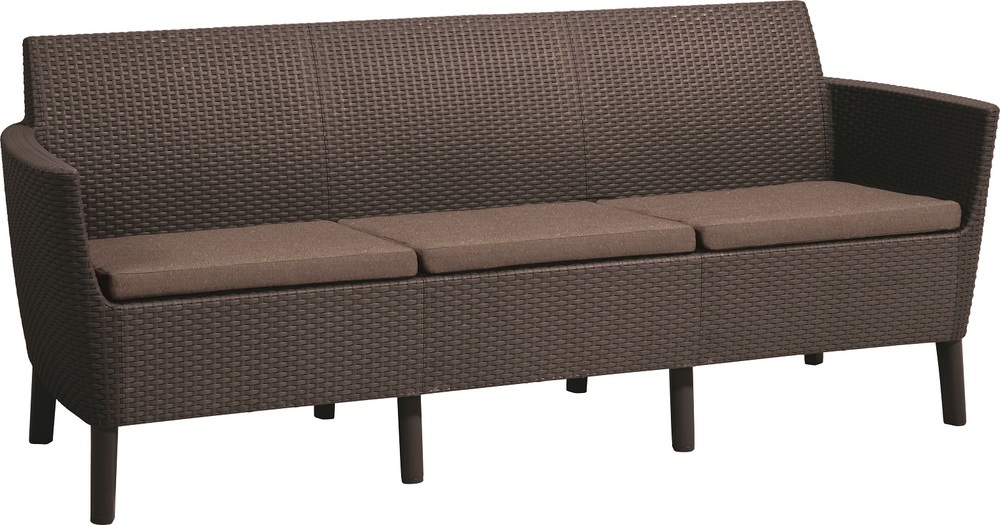 Levně KETER Pohovka SALOMON 3 seater sofa | hnědá/tmavé podušky