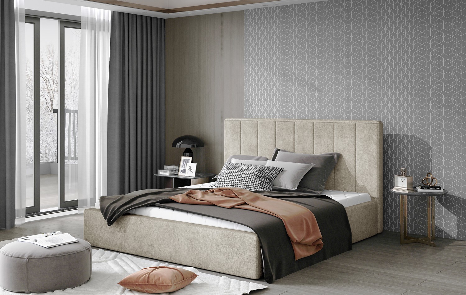 Levně Artelta Manželská postel AUDREY s úložným prostorem | 200 x 200 cm Barva: Hnědá / Dora 28