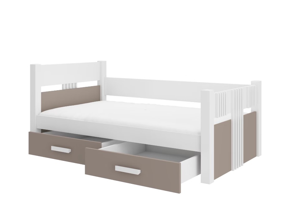 ArtAdrk Jednolůžková postel BIBI | 90 x 200 cm Barva: Bílá / truffla