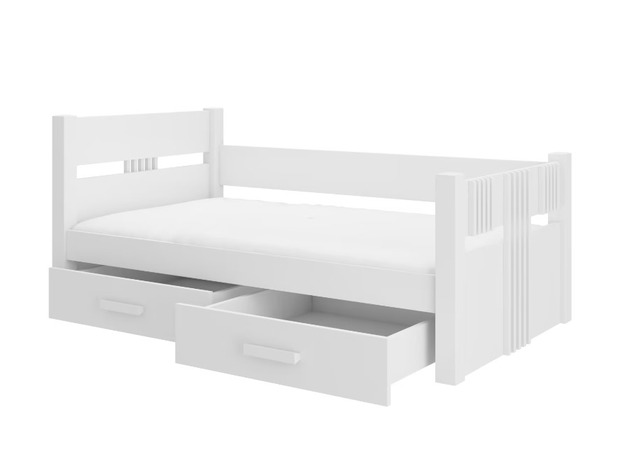 Levně ArtAdrk Jednolůžková postel BIBI | 90 x 200 cm Barva: Bílá