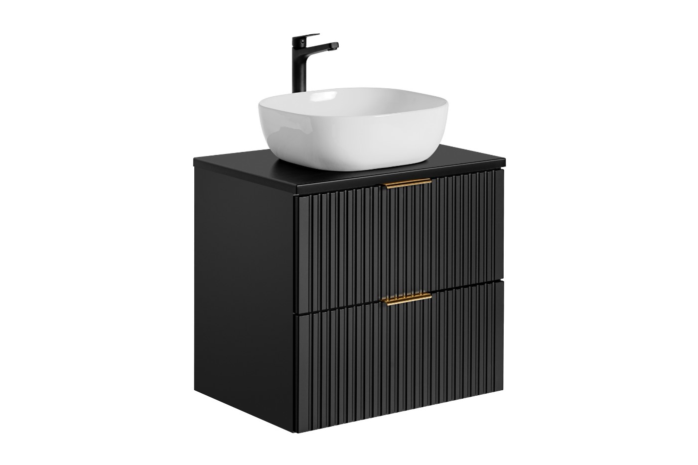 Levně ArtCom Koupelnová skříňka s umyvadlem a deskou ADEL Black DU60/1 | 60 cm
