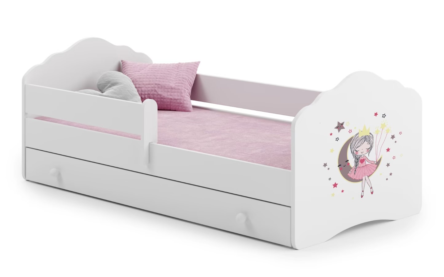 Levně ArtAdrk Dětská postel CASIMO | se zásuvkou a zábranou Provedení: Spící princezna