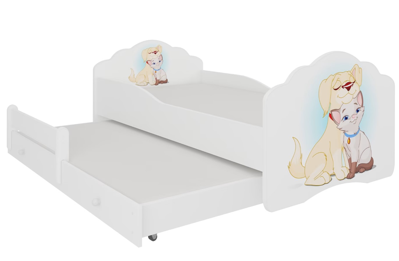 ArtAdrk Dětská postel CASIMO II | s přistýlkou Provedení: Pejsek a kočičkou