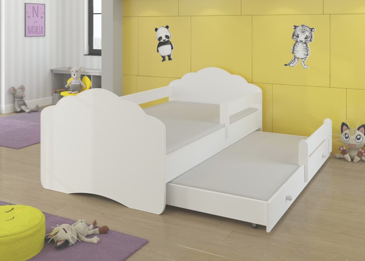 Levně ArtAdrk Dětská postel CASIMO II | s přistýlkou ​​a zábranou Provedení: Bílá