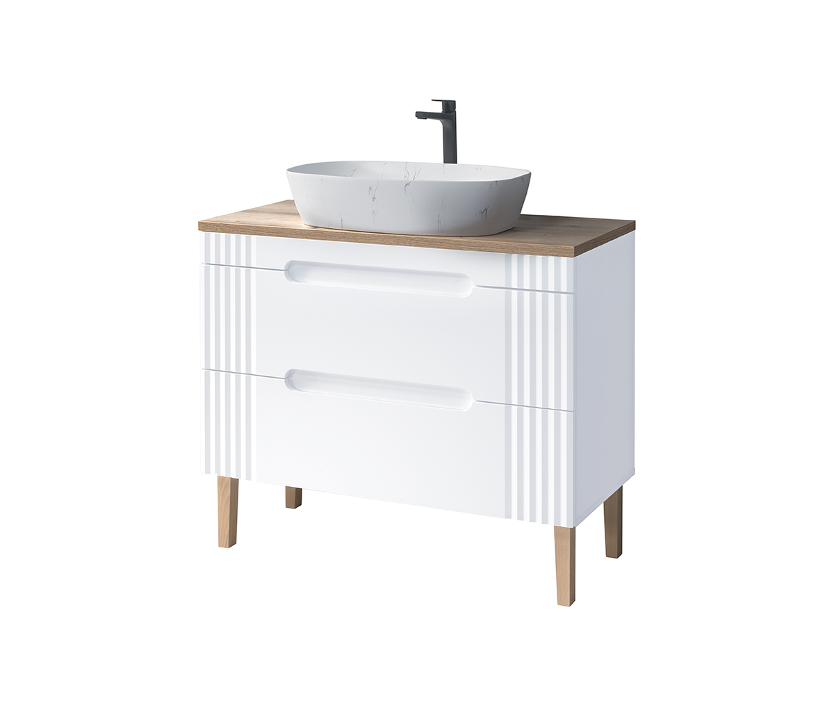 Levně ArtCom Koupelnová skříňka s umyvadlem a deskou FIJI White DU100/1 | 100 cm