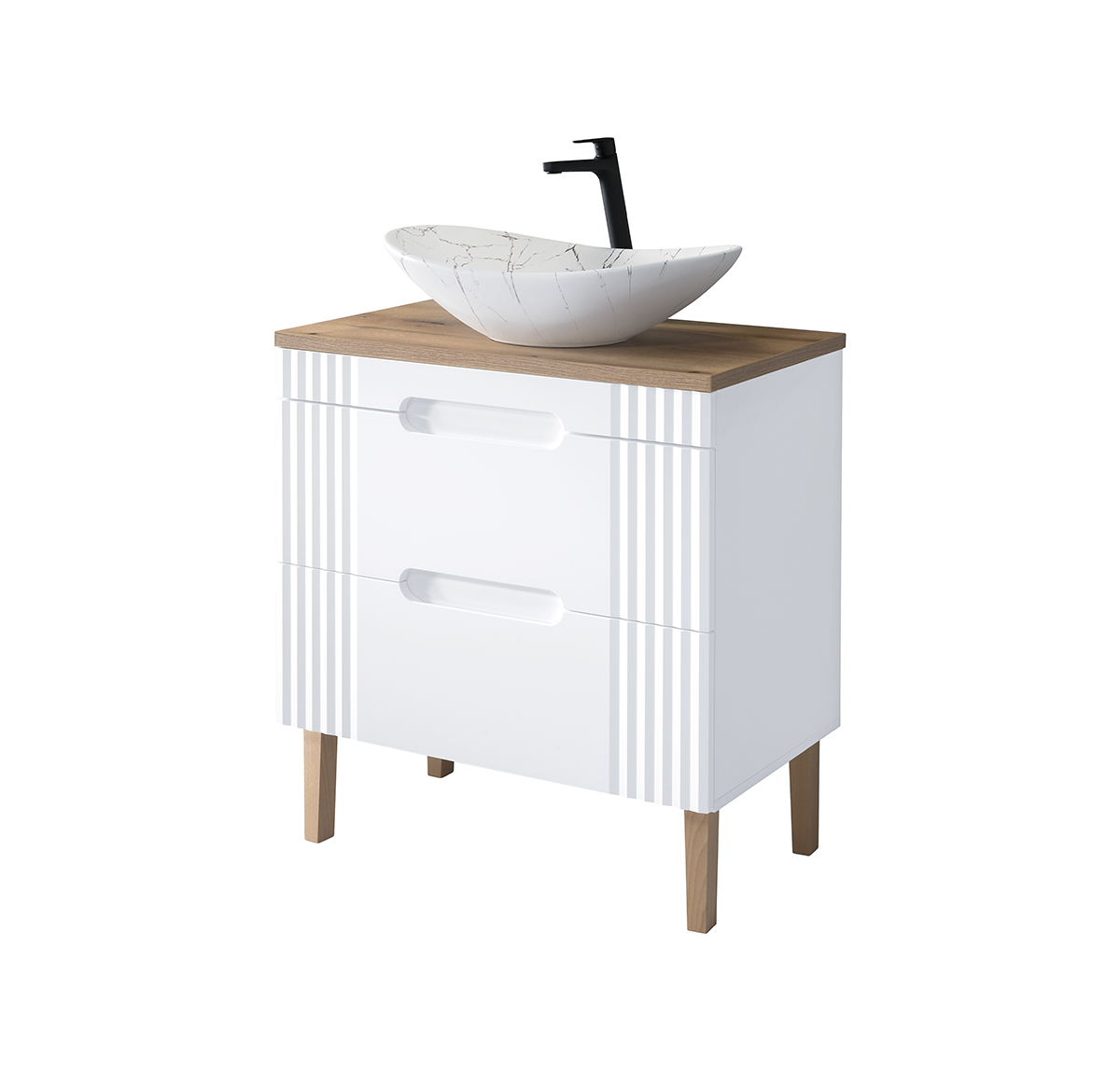 ArtCom Koupelnová skříňka s umyvadlem a deskou FIJI White DU80/1 | 80 cm