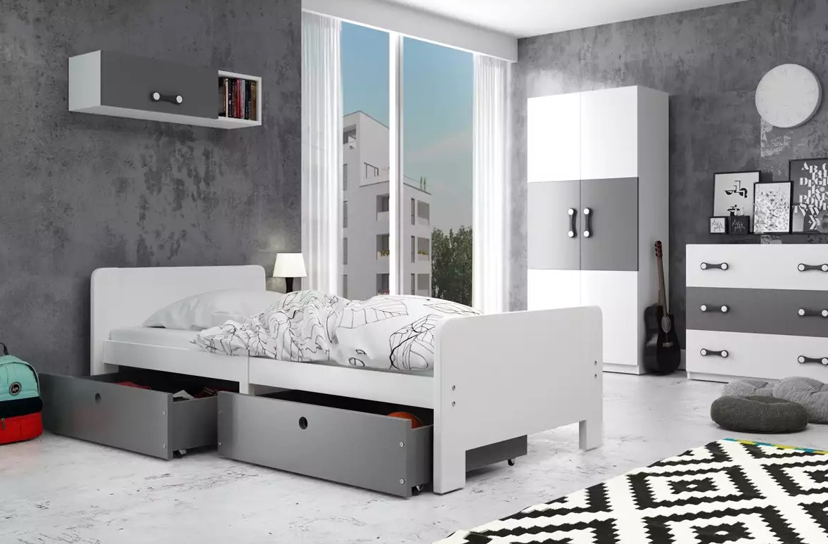 Levně BMS Dětská postel AREK | 80 x 200 cm barevné provedení: Bílá / bílé zásuvky