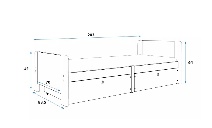 BMS Dětská postel AREK | 80 x 200 cm barevné provedení: Grafit / grafit zásuvky