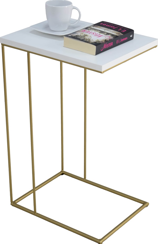ArtAdrk Příruční stolek DRU | zlaté nohy Barva: Bílá