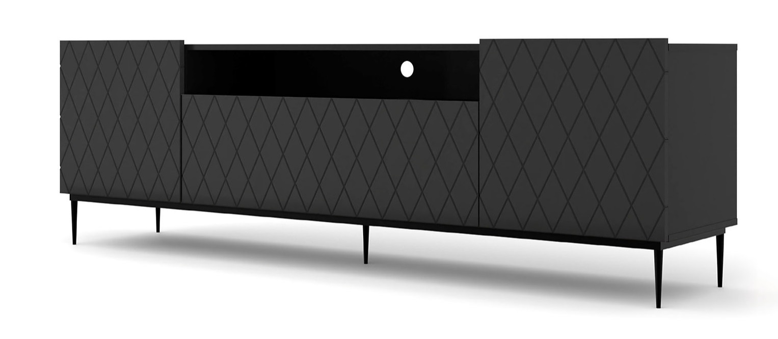 ARTBm TV stolek DIUNA 193 2D1K | černý mat Provedení: Černý mat / černé nohy