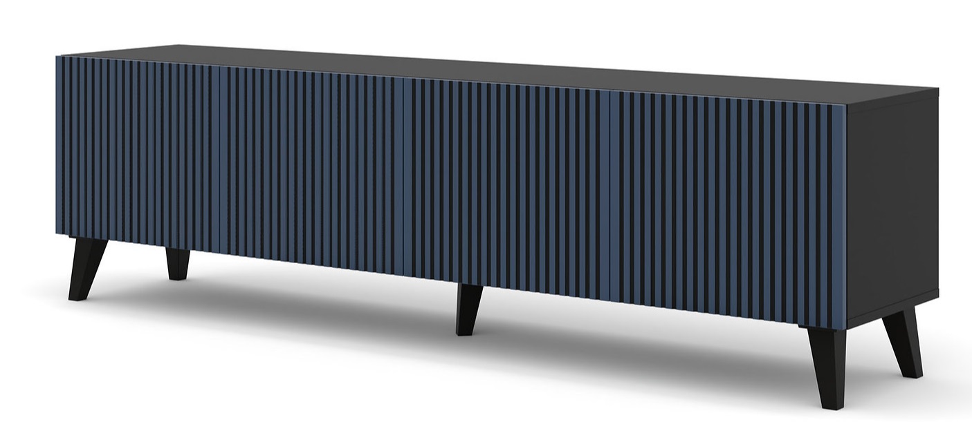 ARTBm TV stolek RAVENNA F 4D 200 | černá matná / modrá Provedení: Černý mat / modrá / černé plastové nohy