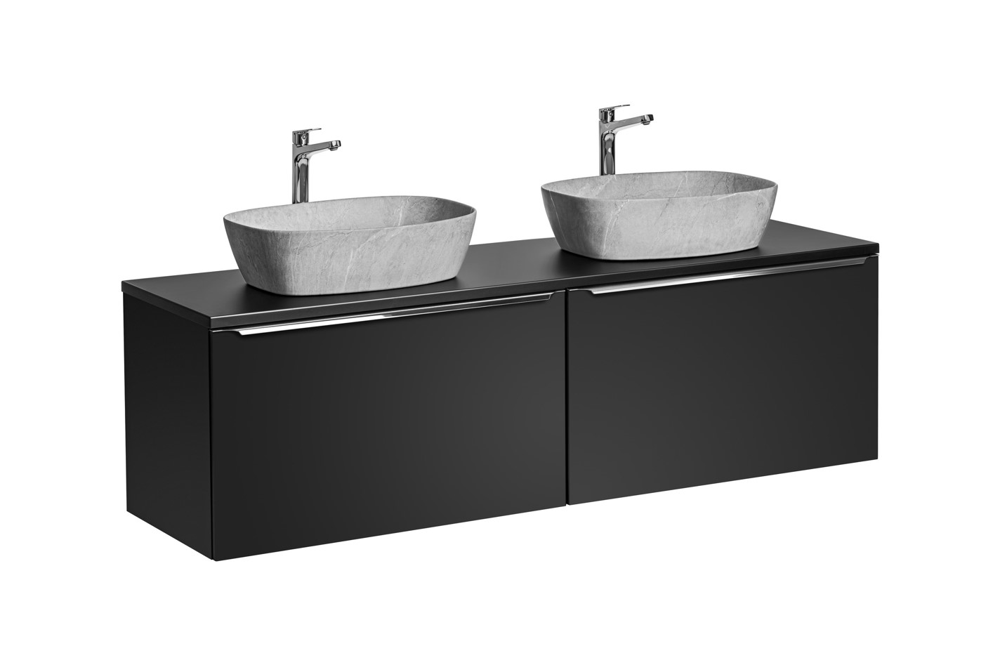 Levně ArtCom Koupelnová skříňka s umyvadlem a deskou SANTA FE Black DU160/1 | 160 cm