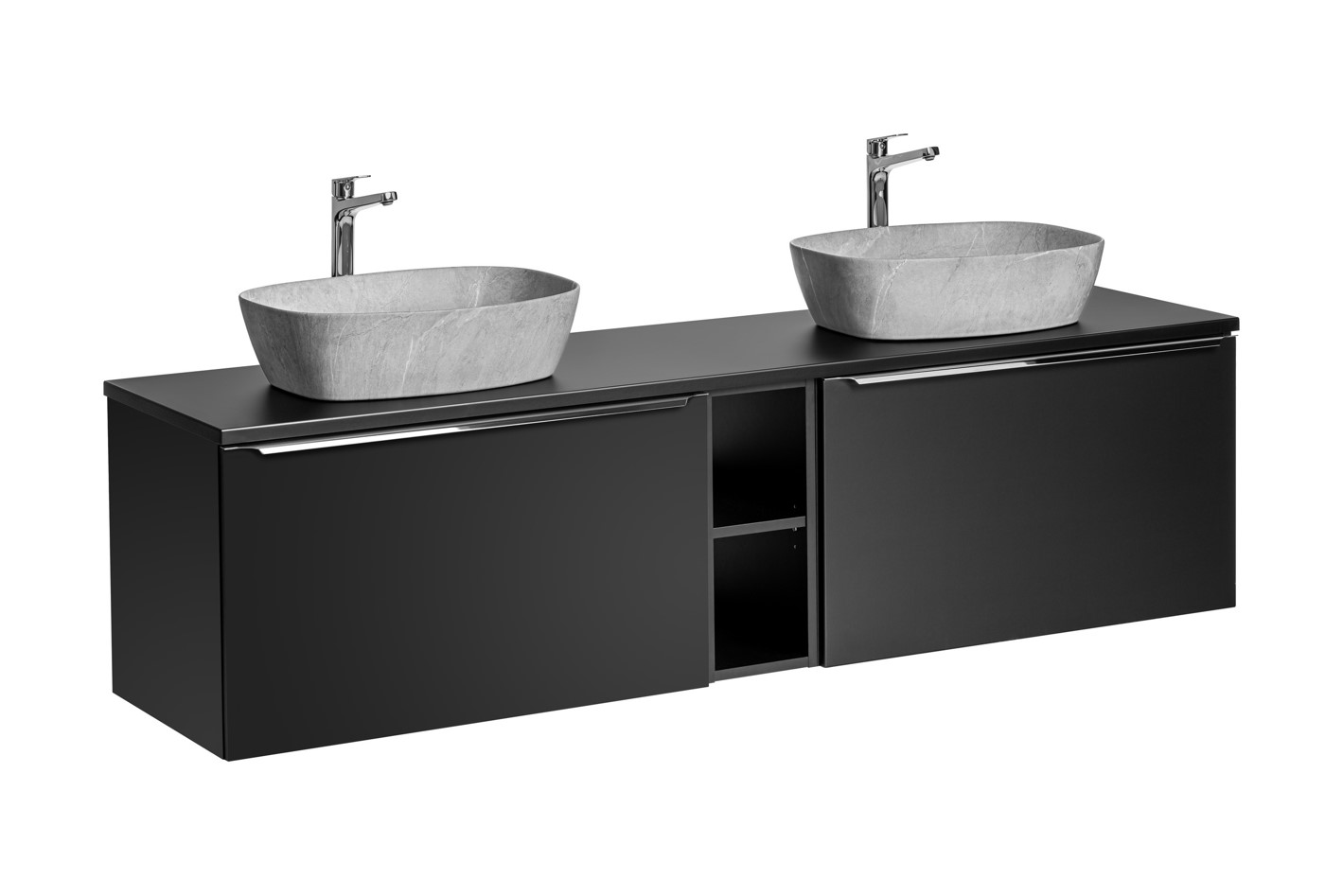 Levně ArtCom Koupelnová skříňka s umyvadlem a deskou SANTA FE Black DU180/1 | 180 cm