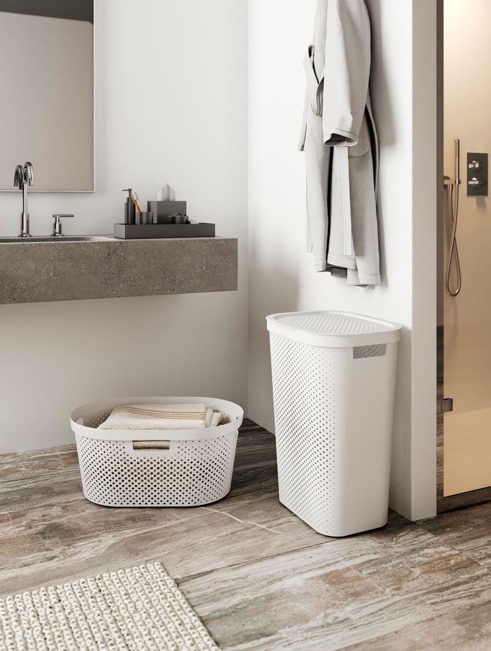 CURVER Koš na čisté prádlo INFINITY DOTS 40L | bílá - thumb (1)