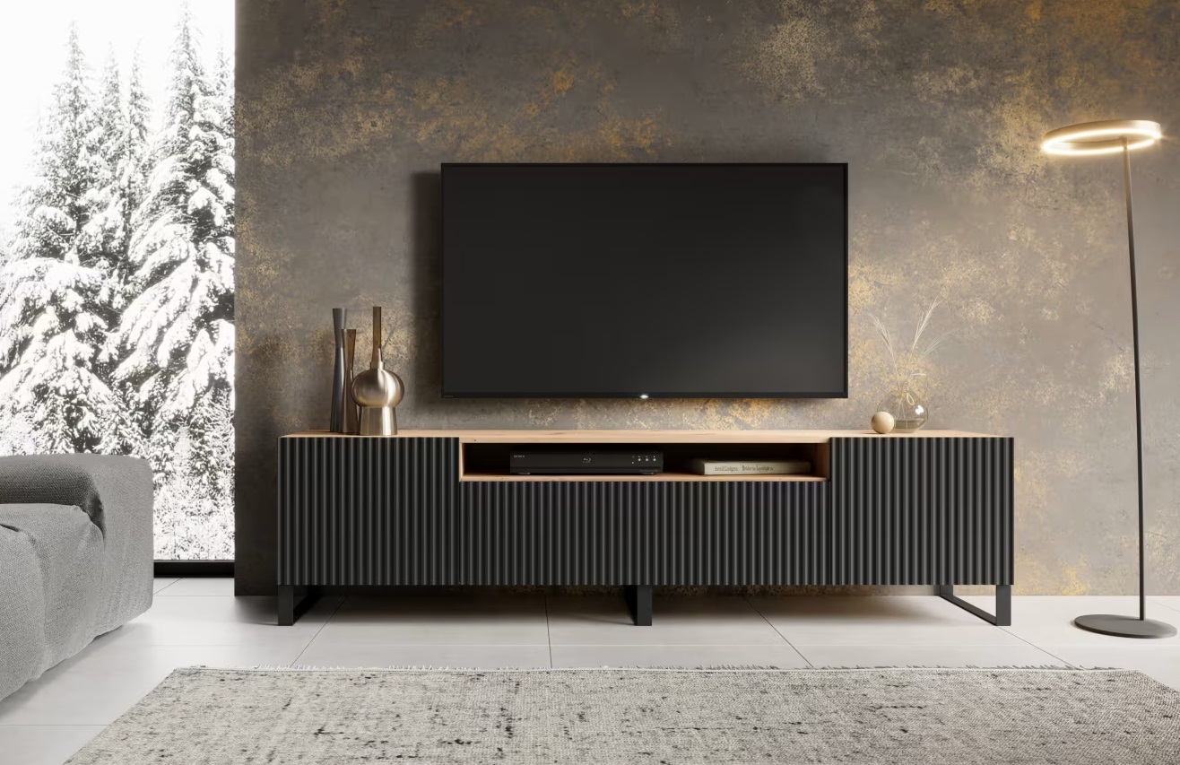 Levně ArtAdrk TV stolek NOEMI | dub artisan / černá