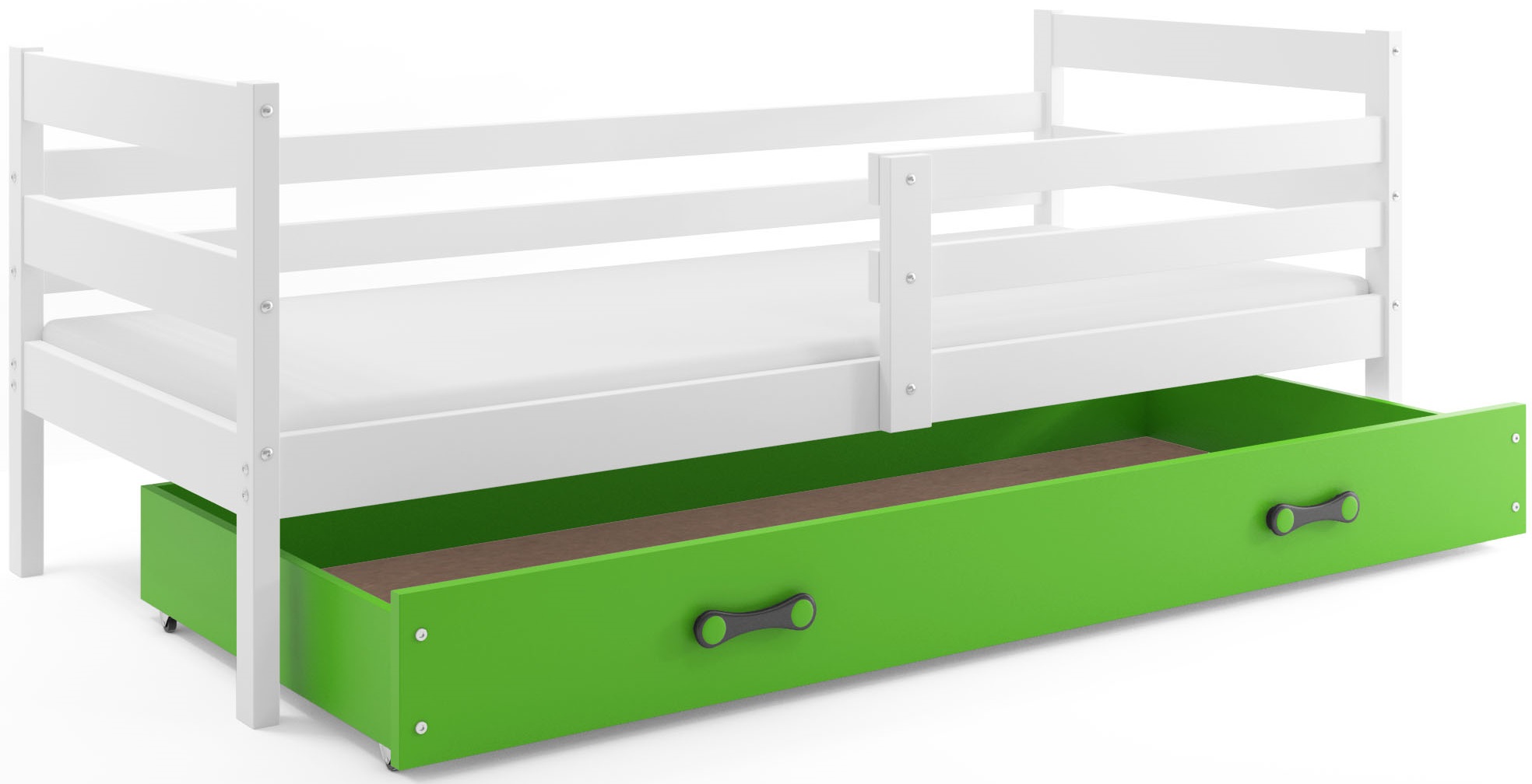 Levně BMS Dětská jednolůžková postel ERYK | bílá Barva: bílá / zelená, Rozměr: 190 x 80 cm